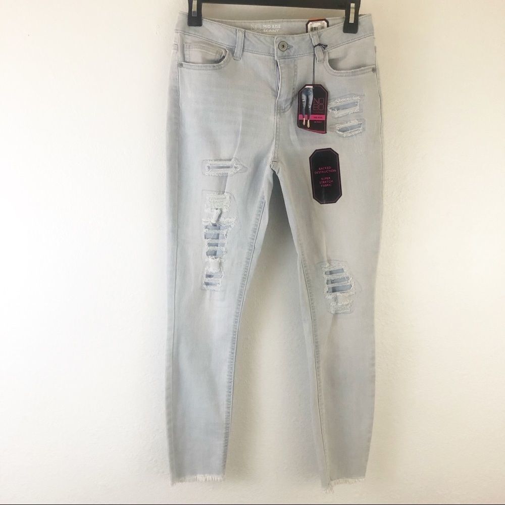 NoBoundaries Mid Rise Distressed Skinny Jean - Picture 1 of 9